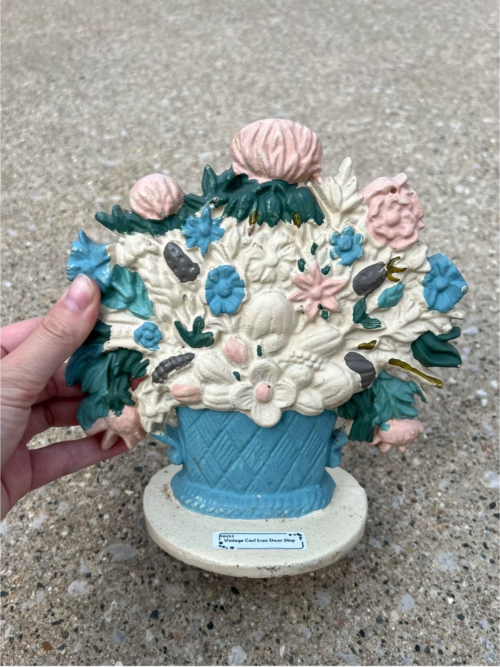 Vintage Cast Iron Floral Bouquet Doorstop